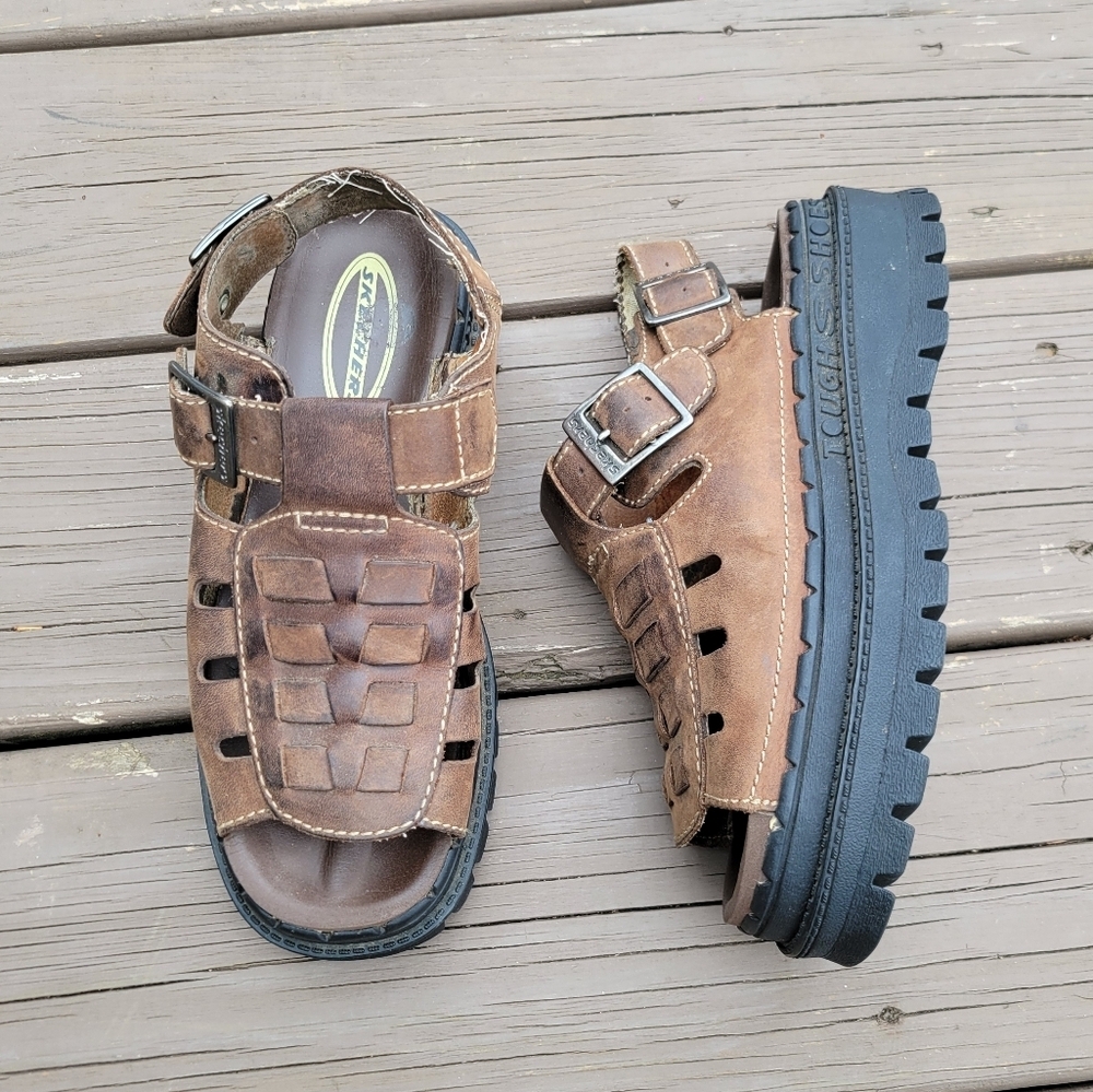 Vintage 90s y2k‎ Skechers Jammers Chunky Strappy Jesus Slide Platform Sandals 7